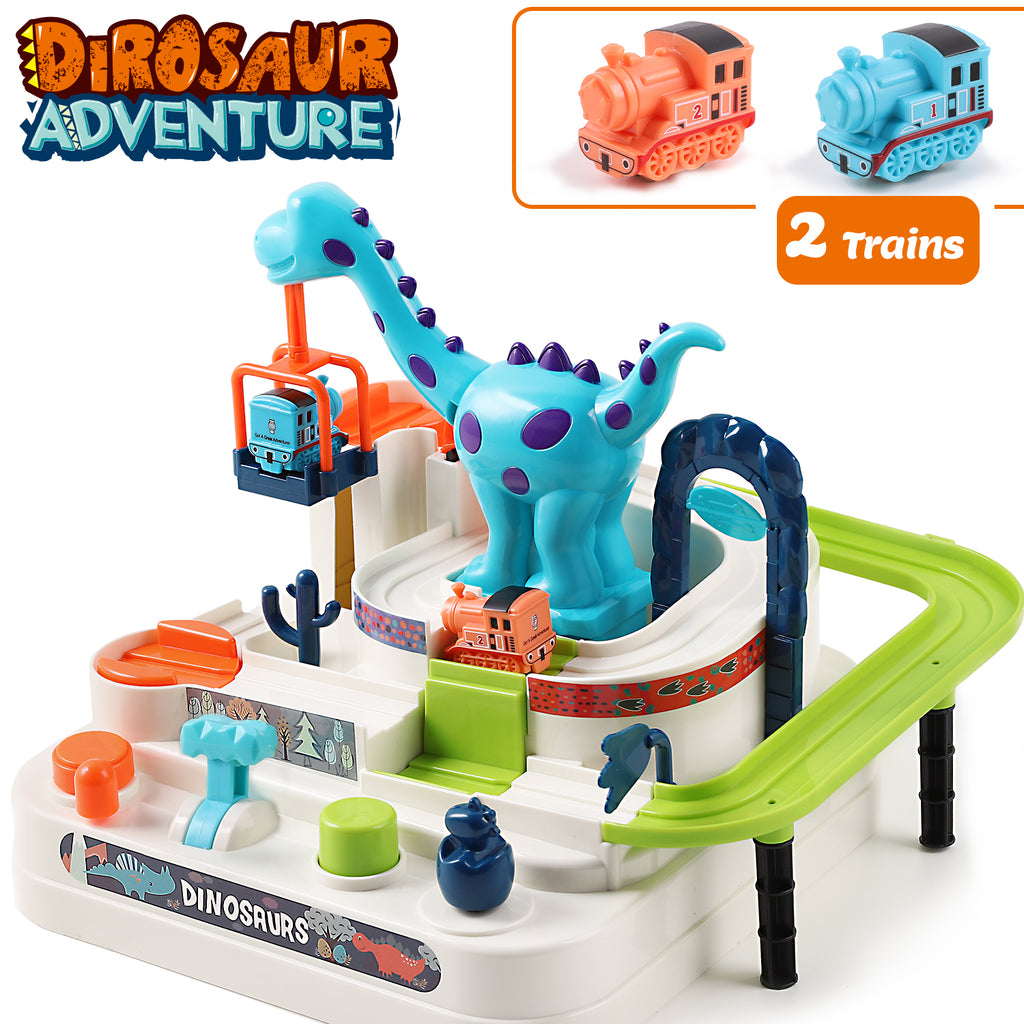 Kids Train Race Track Play Set Dinosaur Ramp Vehicle Toys
