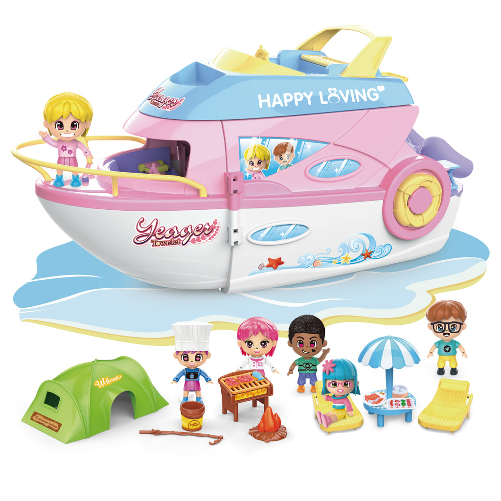 Cruise Ship Dollhouse Pretend Play Toys Yacht Playset  