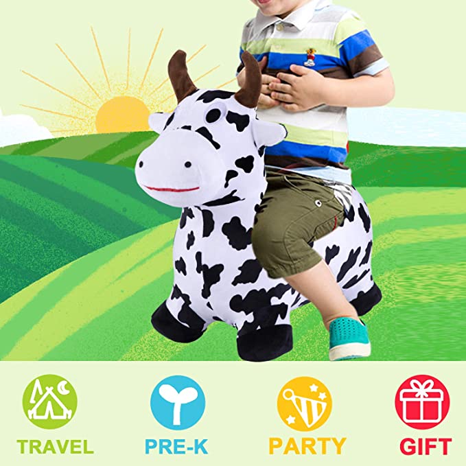 Bouncy Pals Cow Hopping Horse Ride On Animal Play Toys