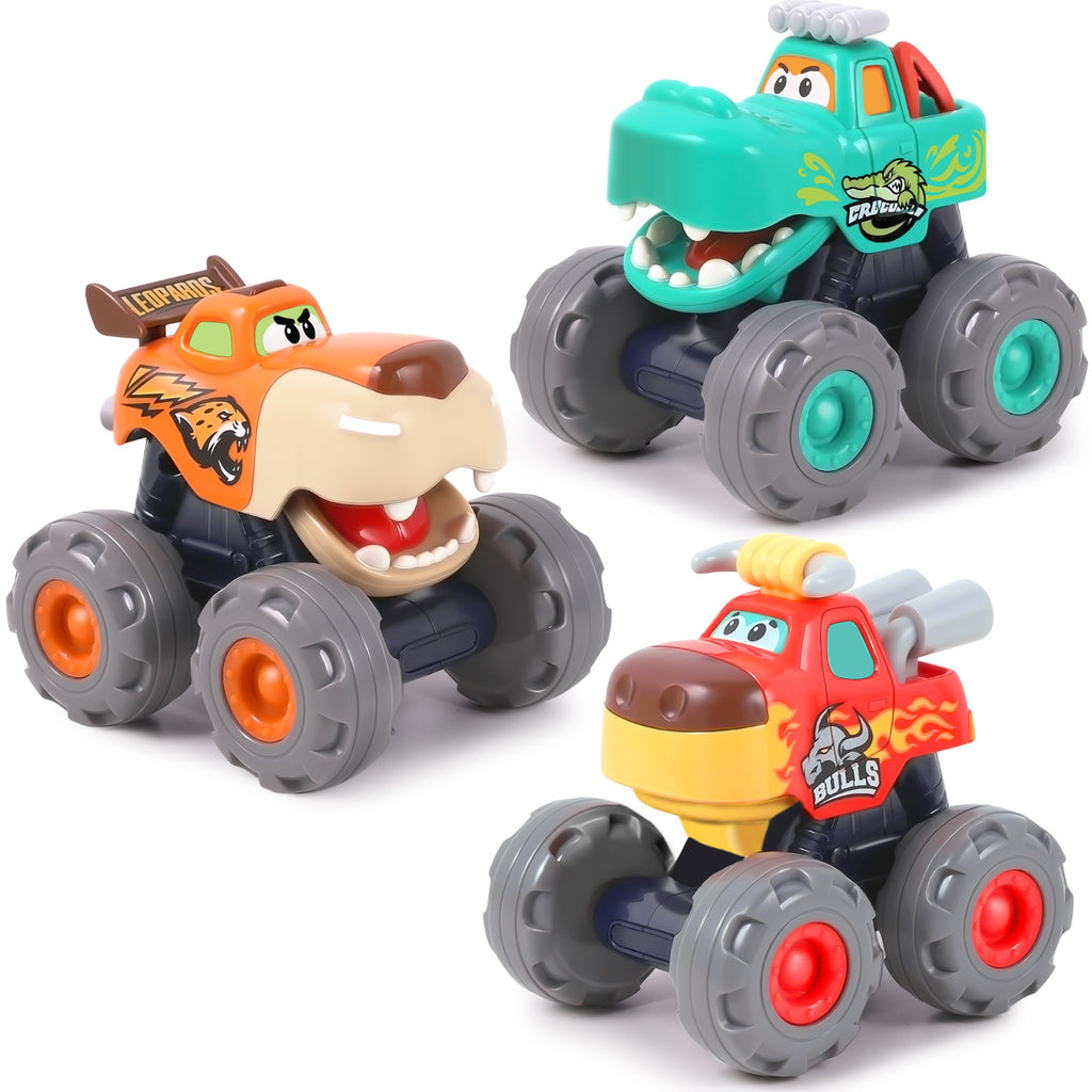 Monster Truck Toy Set Friction Powered Pull Back / Push Vehicles
