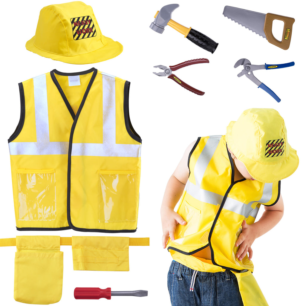 Construction Worker Costume Role Play Kit Set Educational Toy