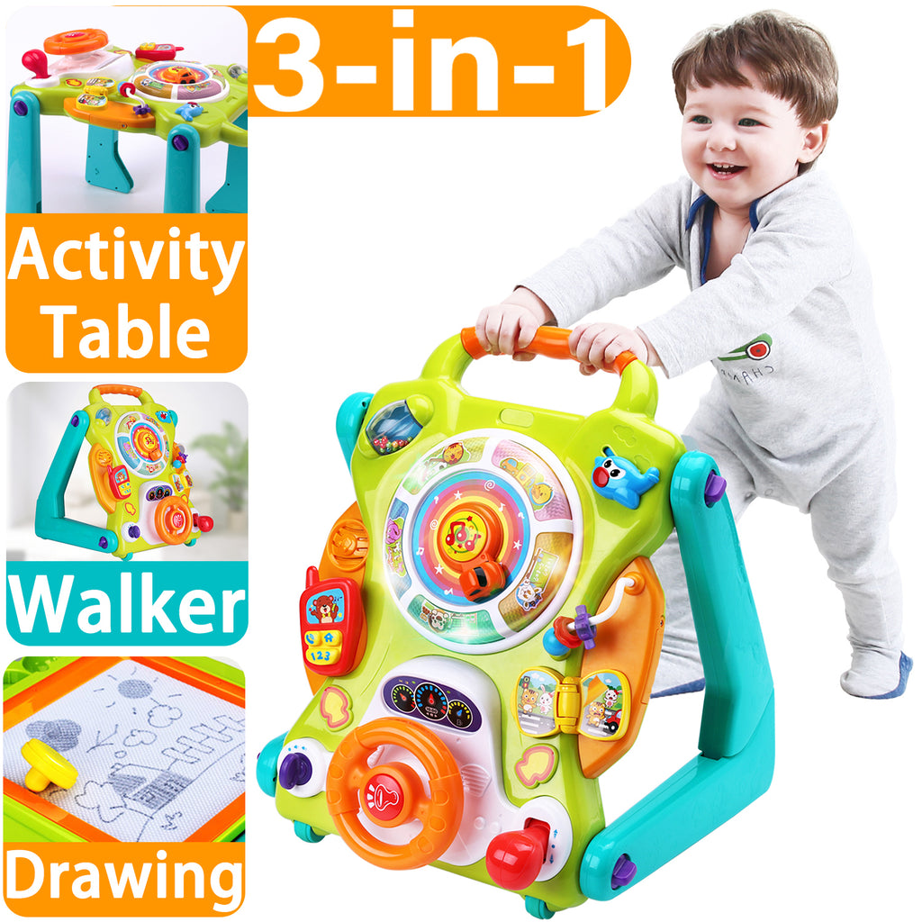 3 in 1 Baby Walker Sit to Stand Toys Musical Fun Table