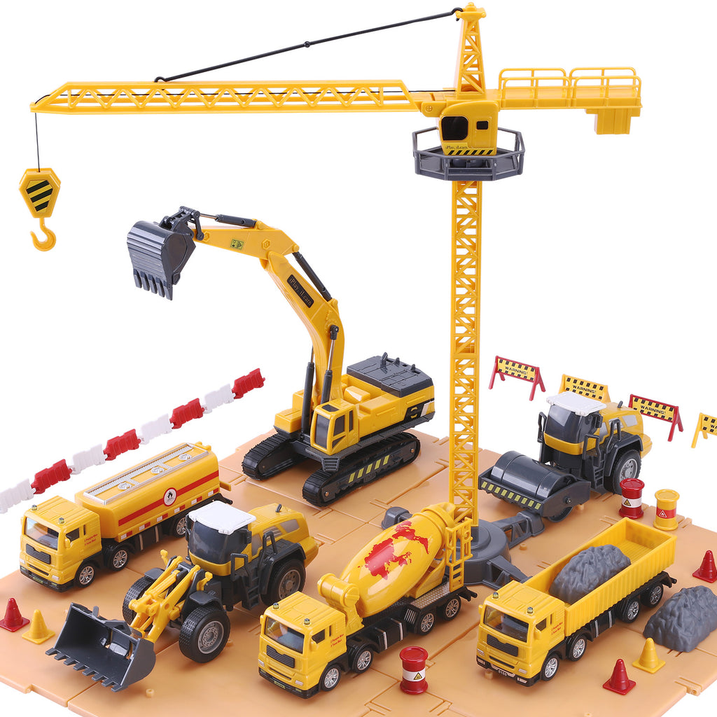 Kids Engineering Construction Site Vehicles Toy Set Playset