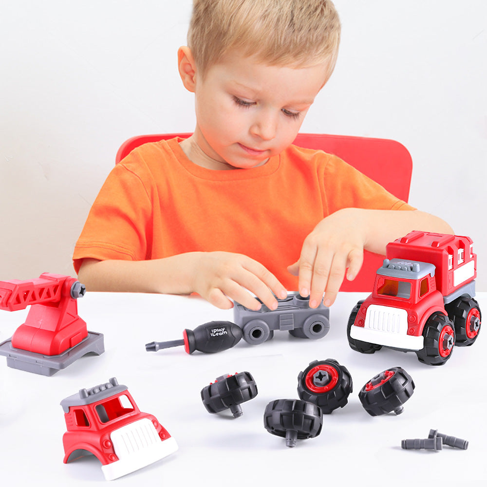 Kids Fire Engine Truck Toys Take Apart Assembly Play Set