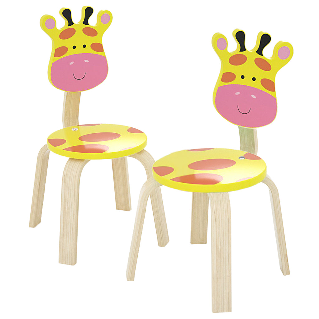 2 PCS Cute Giraffes Wood Animal Kids Chair Sets