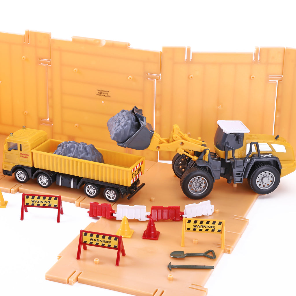 Kids Engineering Construction Site Vehicles Toy Set Playset