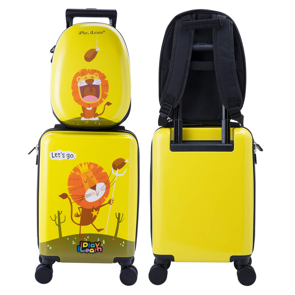 Kids Lion Luggage Set Carry on Suitcase with Backpack