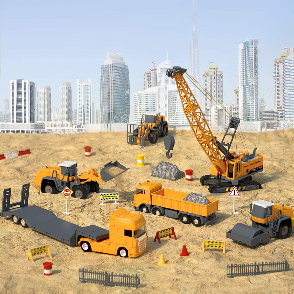 Construction Site Vehicles Toy Set Kids Engineering Playset 