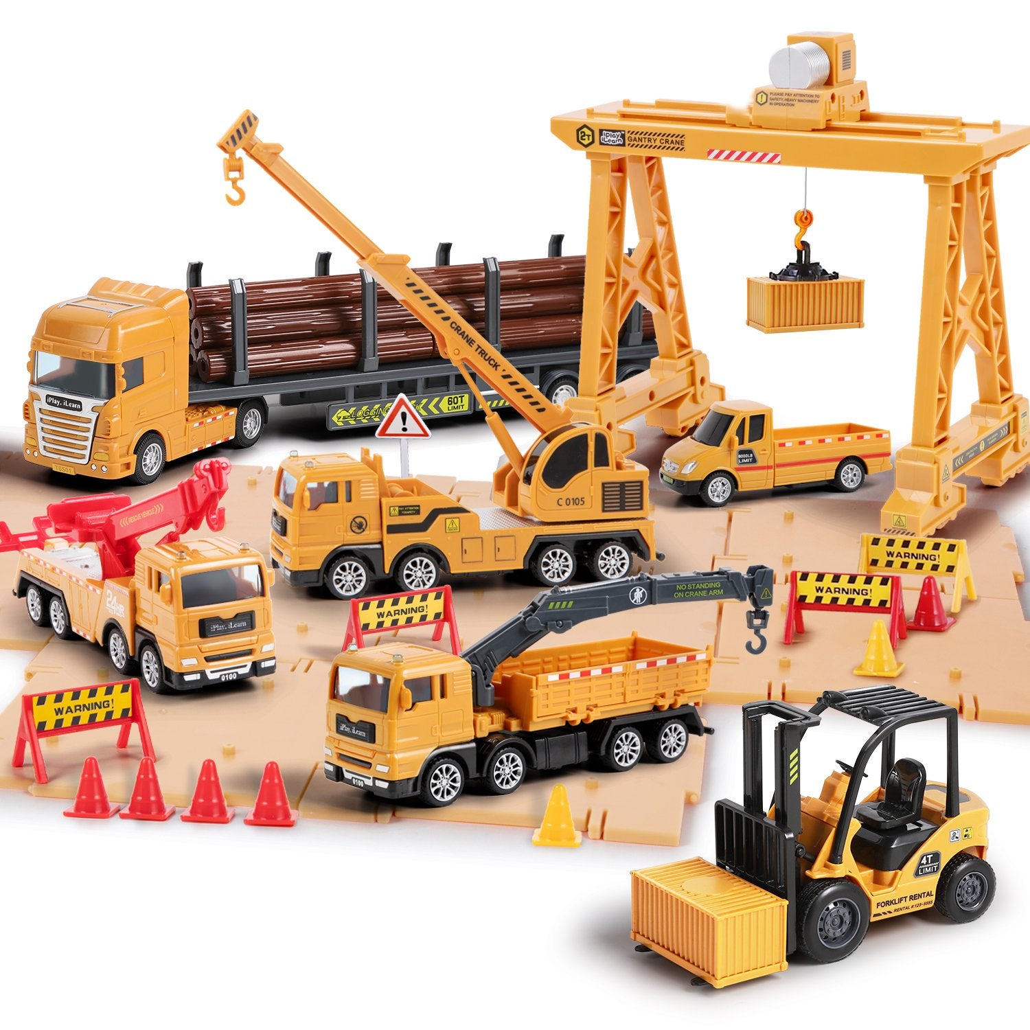 iPlay, iLearn Construction Cargo Transport Vehicle Crane Truck Toy Set –  iPlay iLearn Toys