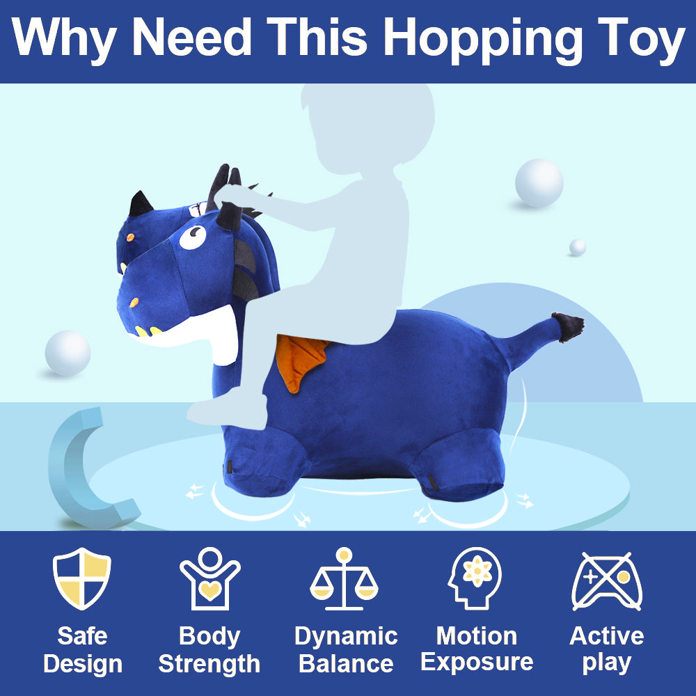 Bouncy Pals Blue Hopping Dragon Bouncy Horse Hopper Toy